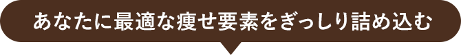 あなたに最適な痩せ要素をぎっしり詰め込む